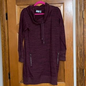 Athleta Maroon Athletic Dress Long Sleeved
